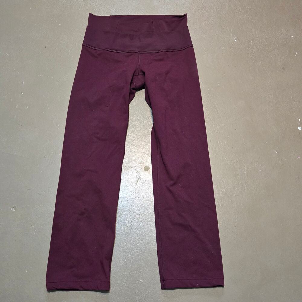 Lululemon Mid Rise Double Waisted Maroon Athletic Leggings Women's Size 8